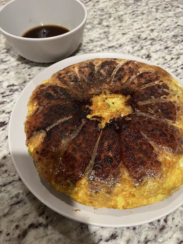 Crispy dumpling pancake