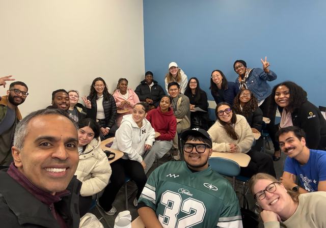 Class selfie with classmates and instructor