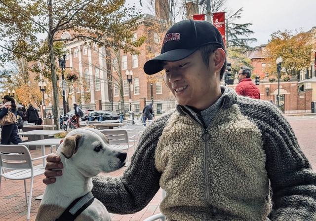 Harvard Square with a new friend